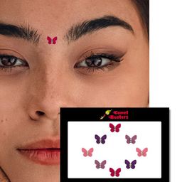 Comet Busters 8 Pcs Embellished Reusable Designer Butterfly-Shaped Bindis - Pink & Purple image 3
