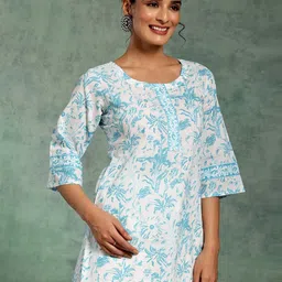 Libas Floral Printed Flared Sleeves Pure Cotton Kurti-24