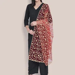 Dupatta Bazaar Embroidered Net Dupatta image 2