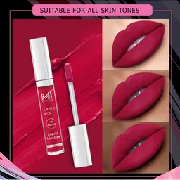 MI FASHION Set of 2 Smudge Free Matte Finish Moisturizing Liquid Lipstick - Red & Brown image 2