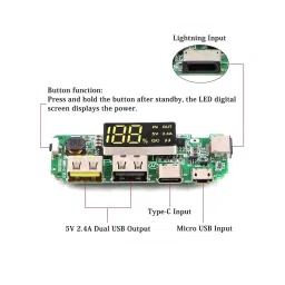 18650 5V 2.4A Lithium, Battery Digital Display, Charging Module Dual, USB Output Band, Display Booster, Mmodule image 5