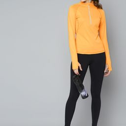 Fitkin Women Yellow High Neck Training T-shirt-image-90