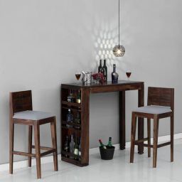 woodsworth from pepperfry Segur Sheesham Wood Bar Table Set in Provincial Teak Finish With Set of 2 Cushioned Chairs-picture-13