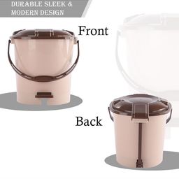 Kuber Industries 6-Pcs Cream Colored & Brown Check Dhakkan Pedal Dustbins - 7 Ltrs image 5