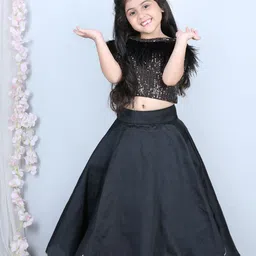 THE LITTLE CELEBS Girls Embellished Sequinned Ready to Wear Lehenga & image 2