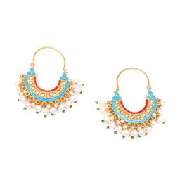 Ozanoo Floral Gold-Plated Hoop Earrings-16