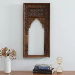 suncity decors Brown Distress Color Handpainted Mango Wood Carving Jharokha Frame-picture-26