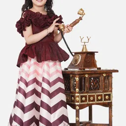 Bitiya by Bhama Girls Brown Ready to Wear Lehenga & Choli-picture-12