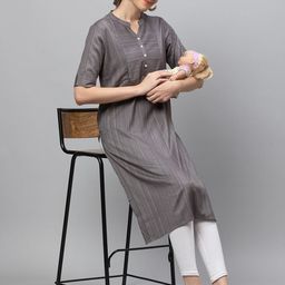 AV2 Grey Short Sleeves Regular Maternity Kurta-picture-58