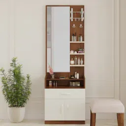 bluewud Darci Dressing Table In Brown Maple & White Colour-picture-0