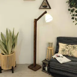 symplify Hinge Wooden Floor Lamp with Jute Shade & Brown Base-picture-7