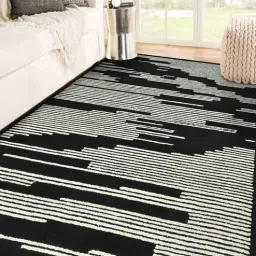 Black Abstract Wool 8 ft x 10 ft Hand Tufted Carpet-image-63