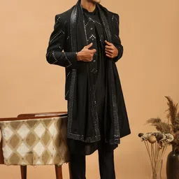 VASTRAMAY Men Regular Mirror Work Kurta with Pyjamas & With Dupatta-0