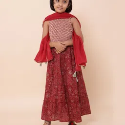 Sangria Girls Printed Pure Cotton Lehenga Choli & Dupatta-picture-55