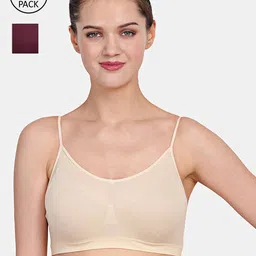 Amour Secret Women Maroon & Cream Set Of 2 Solid Non Padded Bra-image-40