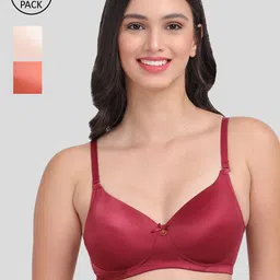 Amour Secret Women Pack of 3 Maroon-Rust-Skin T-Shirt  Bra-image-46