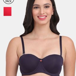 Amour Secret Pack Of 2 Navy Blue & Red Underwired Lightly Padded Bra-image-68