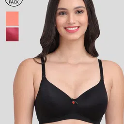 Amour Secret pack of 3 Black & Maroon Bra Lightly Padded-picture-6