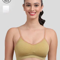 Amour Secret Women Olive Green & White Solid Bra-image-65