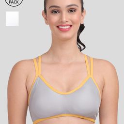 Amour Secret Pack of 2 Grey & White Dry Fit Sports Bra-10