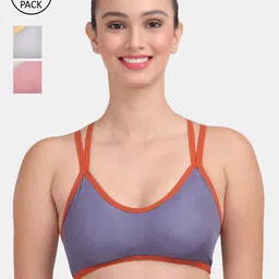 Amour Secret  Women Pack Of 3 Lightly Padded & Non-Wired Seamless Bra-S3004_Blu_Gry_Rbn-picture-14