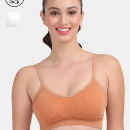 Amour Secret Pack of 2 Rust & White Lightly Padded Bra-image-95