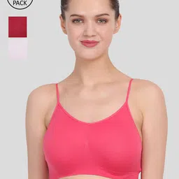 Amour Secret White & Coral Pack Of 3 Non Padded Bra-image-56