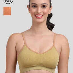 Amour Secret Women Pack of 2 Olive Green & Rust Lightly Padded Sports Bra-8