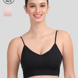 Amour Secret Pack Of 2 Mauve & Black Lightly Padded & Non-Wired Seamless Bra-S024_Blk_Rbn-18