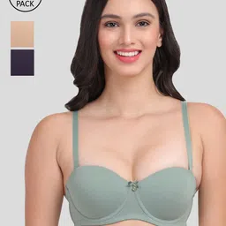 Amour Secret Pack of 3 Blue & Grey Bra - Underwired Lightly Padded-image-14