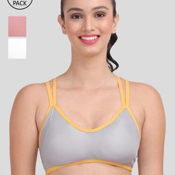 Amour Secret Pack of 3 Pink & White Dry Fit Sports Bra-image-87
