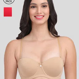 Amour Secret Set Of 2 Red & Nude-Coloured Underwired & Lightly Padded Bra-9