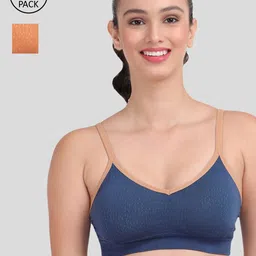 Amour Secret Pack of 2 Blue & Rust Lightly Padded Sports Bra-image-91