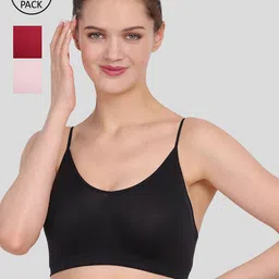 Amour Secret Women Pink & Black Set Of 3 Solid Non Padded Bra-image-19