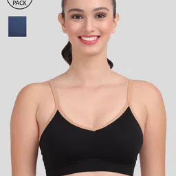 Amour Secret Pack Of 2 Women Black & Blue Lightly Padded Sports Bra-image-90