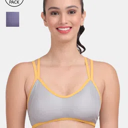 Amour Secret Pack Of 2 Blue & Grey Lightly Padded & Non-Wired Seamless Bra-S3004_Blu_Gry-image-100