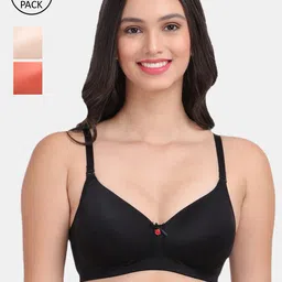 Amour Secret Pack of 3 Black & Cream-Coloured Bra - Lightly Padded-image-45