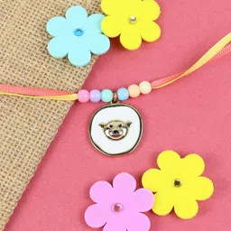 Asthetika Boys Smiling Teddy Thread Rakhi with Roli Chawal-50