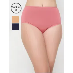 Clovia Cotton Spandex High Waist Outer Elastic Hipster Panty Multi-Color (Pack of 3)-picture-44