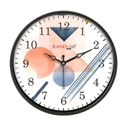 RANDOM Black & Peach Printed Round Shaped Contemporary Analogue Wall Clock-2