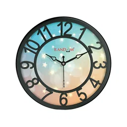RANDOM Black & Peach-Coloured Printed Contemporary Wall Clock-19