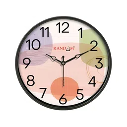 RANDOM Black & Peach-Coloured Printed Contemporary Wall Clock-20