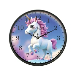 RANDOM Black & Blue Printed Contemporary Wall Clock-29