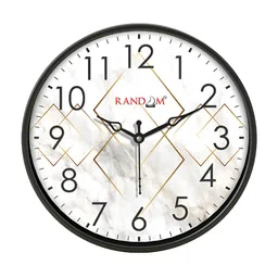 RANDOM Black & Off White Printed Round Shsaped Contemporary Analogue Wall Clock-88