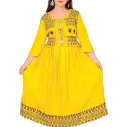 BAESD Floral Embroidered Round Neck Three-Quarter Sleeves Maxi Dress-image-48
