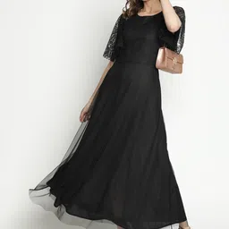 DRAAX Fashions Lace Detailed Flutter Sleeved Maxi Dress-picture-24