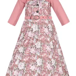 Wish Karo Girls Floral Printed Shirt Collar Satin Maxi Dress With Belt-image-68