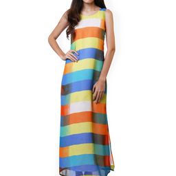 BAESD Colourblocked A-Line Maxi Dress-image-69