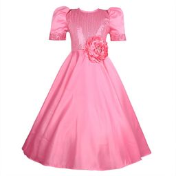 Wish Karo Embellished Puff Sleeve Satin A-Line Maxi Dress-picture-54