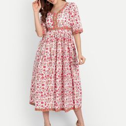 githaan Floral Printed Fit & Flare Cotton Maxi Dress-image-28